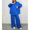 Fall Winter Women's 2 Pieces Outfits Long Sleeve Loose Shirt + Wide Leg Pants Set Casual Fashion Outfit