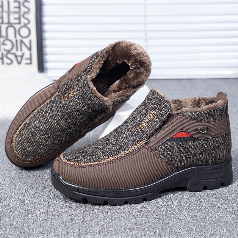 

Обувь мужская новая зимняя старые пекинские хлопковые туфли платформа мужские зимние сапоги с велюром и одна педаль папины хлопковые туфли 44 темно-коричневого