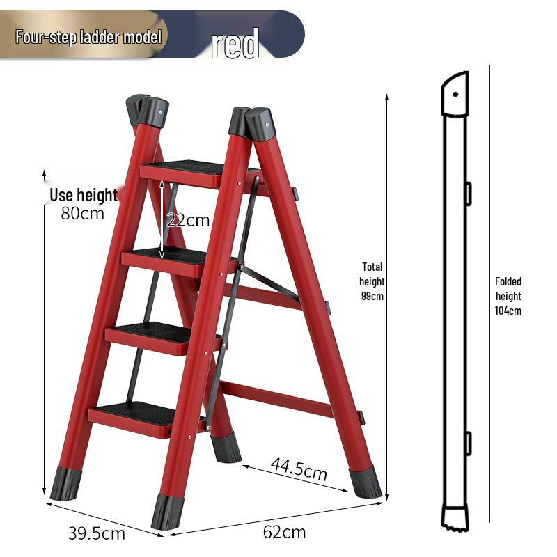 Three-Step Foldable Telescopic Household Ladder Stool, Lightweight A-frame for Multi-functional Use.