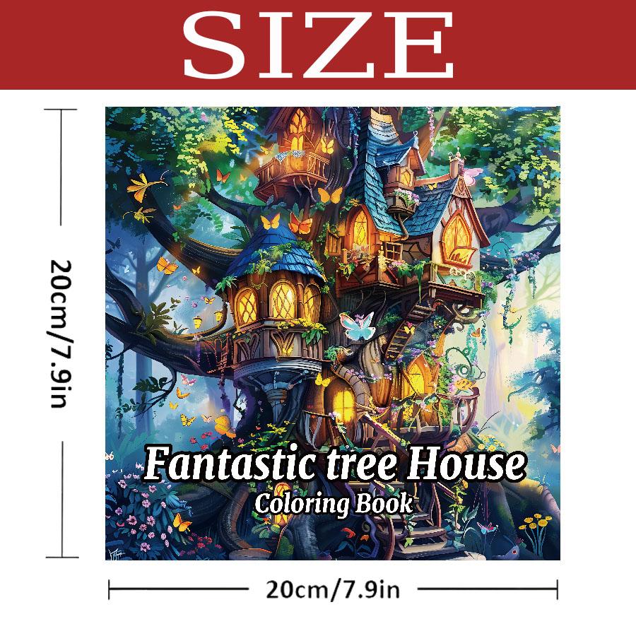 

Книжки-картинки для взрослых Раскраска Фантастический домик на дереве 20 страниц Подарок для вечеринки искусства цветными карандашами