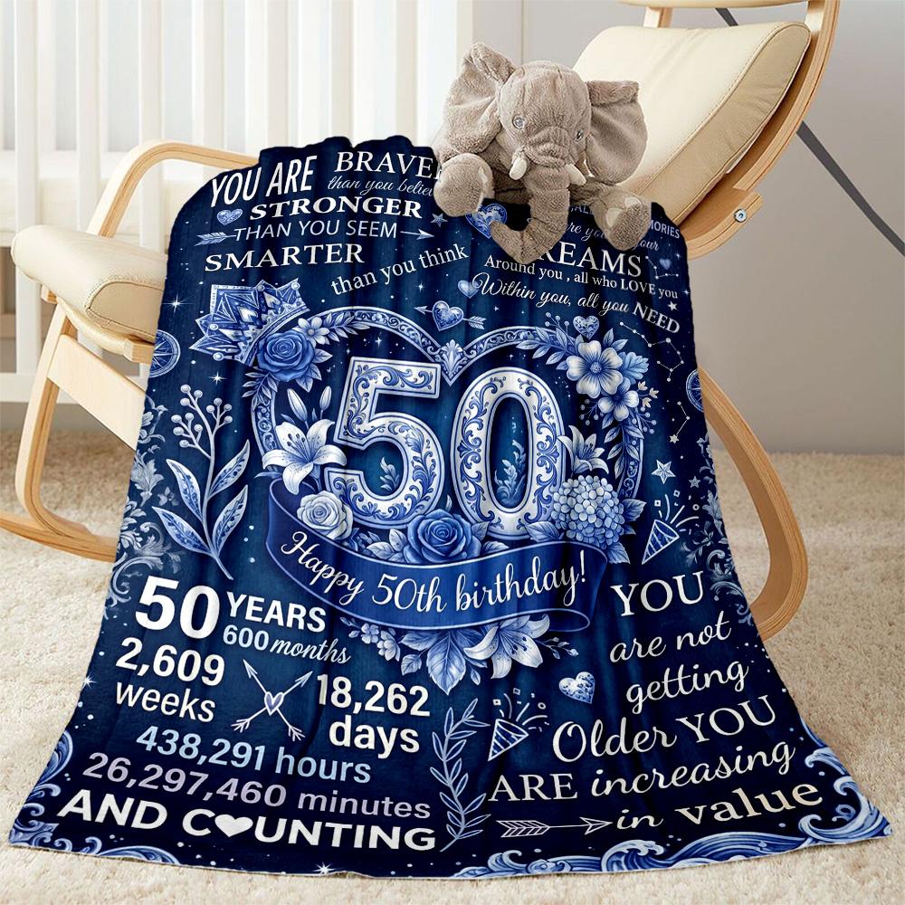 50th Anniversary Celebration Flannel Blanket-Soft and Suitable for Sofas,Beds,Offices,Travel,All Seasons,Great Gift for Holidays and Birthdays.