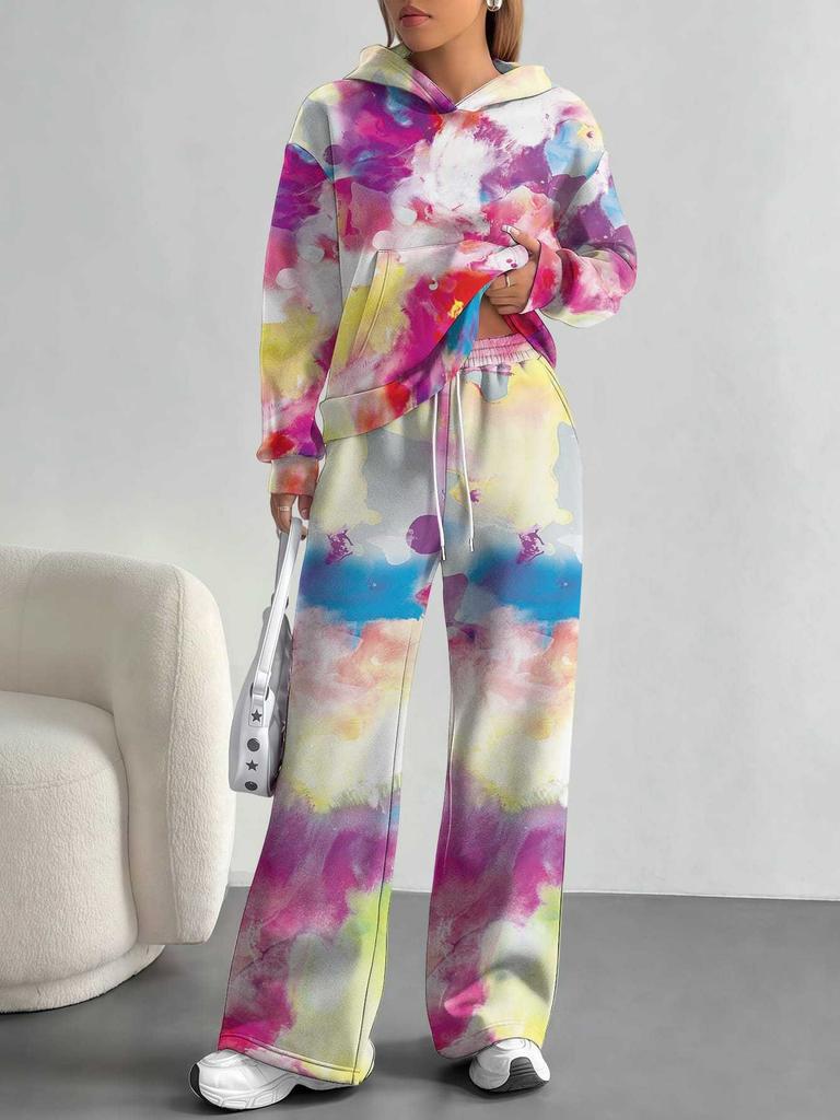 Camouflage European and American Autumn and Winter Casual Long-sleeved Suit Women's Hooded Sweater Trousers Two-piece Set