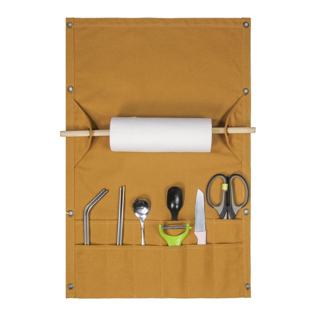 Venkovní kempingový úložný vak na nádobí Přenosný závěsný plátěný úložný vak na příbory a ubrousky Stan