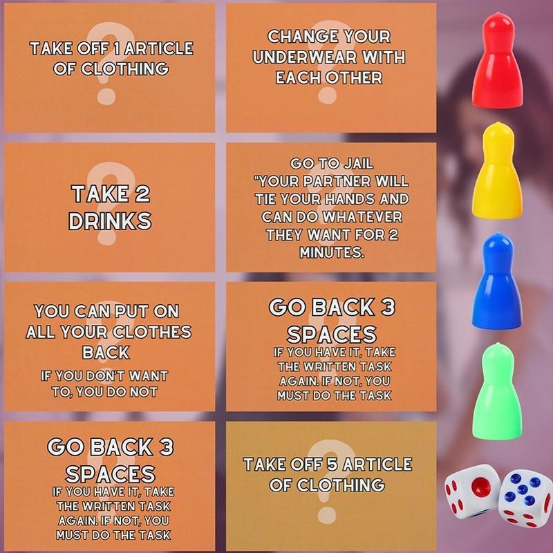 WEPZSXO Couples Board Game Set - Complete Cards, Dice and Game Pieces Multicolor 50x50cm