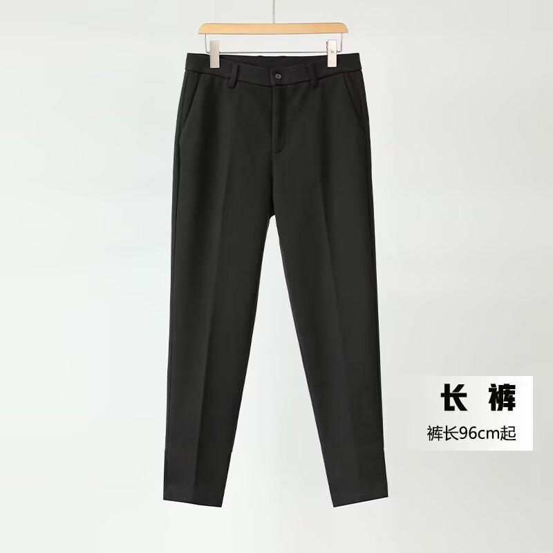 Autumn and winter velvet thickened semi-elastic waist pants men's straight woolen pants non-ironing casual large size suit pants men