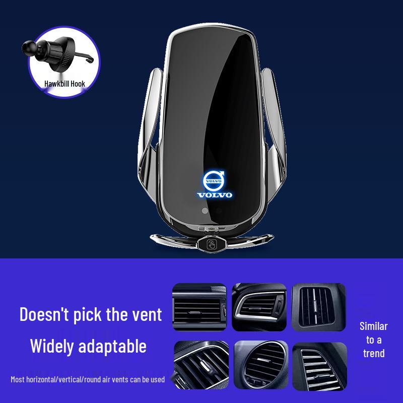 Volvo XC60/S90/V90/S60/V69 için Uyumlu Manyetik Kablosuz Hızlı Şarj Cihazı ve Telefon Tutucu