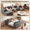 Modular U-Shaped Sofa for 4 People, 2 Chaise Longues, 2-Seater, 6 Cushions, 369 x 152 x 78 cm, Grey