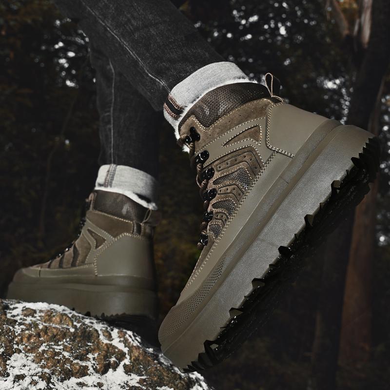 Warme Fleecegefütterte High-Top Winter Herren Wanderschuhe Outdoor Sports Laufschuhe Übergröße Lässige Sneakers für Herren
