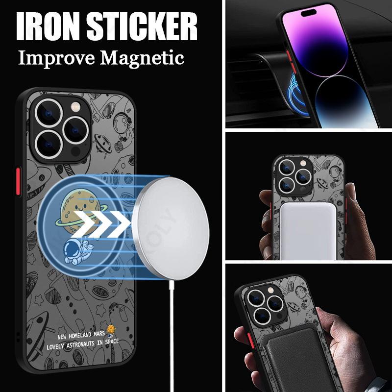 Astronaut For Magsafe Wireless Charging Phone Case For iPhone 17e 16e 17 16 15 14 Pro Max Plus 13 12 Pro 11 Acrylic Hard Cover