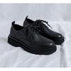Herren Brogues Schuhe mit dicker Sohle Flache Businessmarke Herrenschuhe Reines Schwarz Höhenerhöhend 3cm