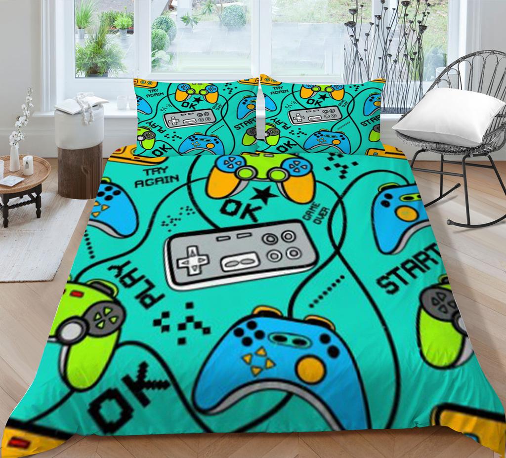 Quilt Cover Pillowcase Two Or Three-Piece Gamepad Series 3D Digital Printing Polyester Fabric