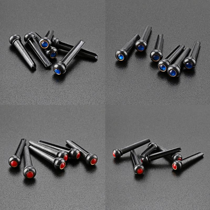 6 Pcs Acoustic Guitar Bridge Pins with Abalone Dot Guitar Replacement Part Various Style Bridge Pins Use for Folk Guitar
