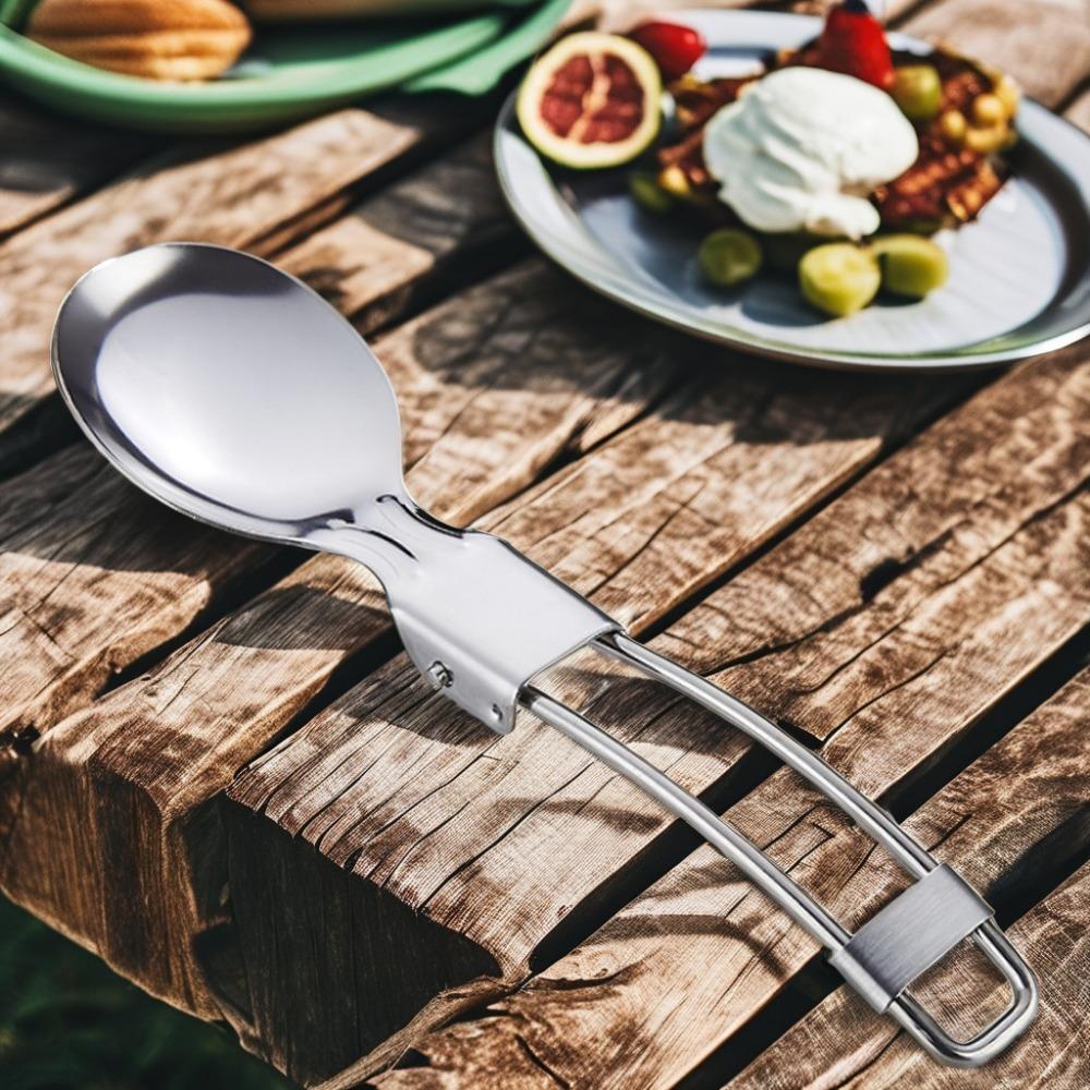 6Pcs Foldable Camping Utensil Set 304 Stainless Steel Folding Flatware Include Portable Spoons Fork Knife with Storage Bags