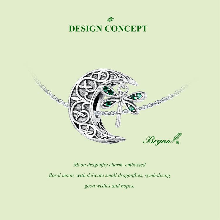 WOSTU 925 Sterling Silver Roses & Moon Dragonfly Charm Four-leaf Clover Beads for Women Girls Bracelet & Bangle DIY Jewelry