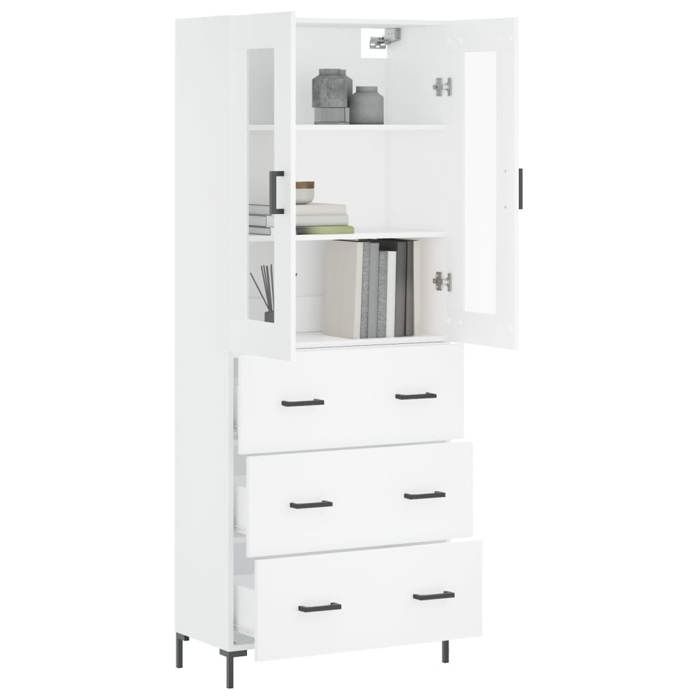 VidaXL Buffet haut Blanc 69,5x34x180 cm Bois d'ingénierie 3198401