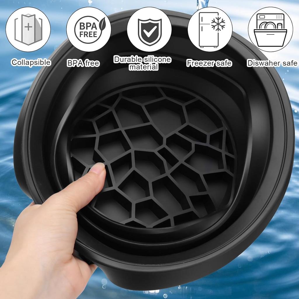 SR Face Bowl for Ice with Built-in Icetray, Portable Foldable Silicone Ice Facial Bowl, for Home Ice Bath Facial,| BPA-Free | ice Bowl for face d