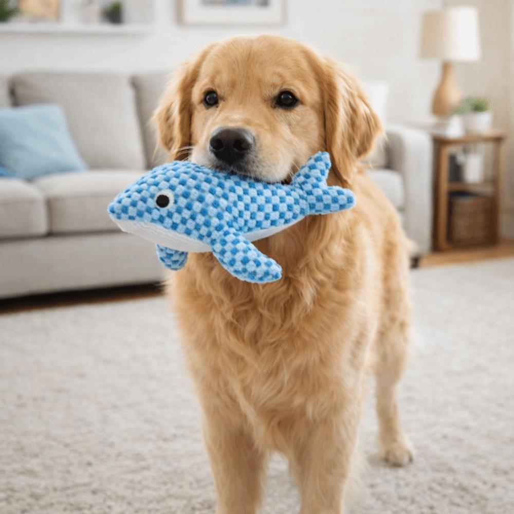Cute Bite Resistant Crinkle Sound Pet Toy Ocean Theme Velvet Squeaker Dog Toys Grinding Teeth Dog Companion Toys Training