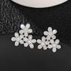 Huitan Beautiful Flowers Stud Earrings with Shiny Cubic Zirconia Graceful Exquisite Sweet Accessories Trendy Wedding Jewelry
