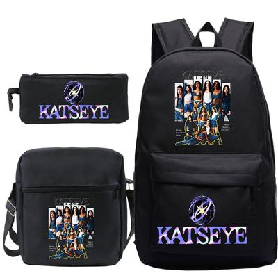 3 Piece School Backpack Set for Students Large Capacity Oxford Cloth Schoolbag with Shoulder Strap and Pencil Case