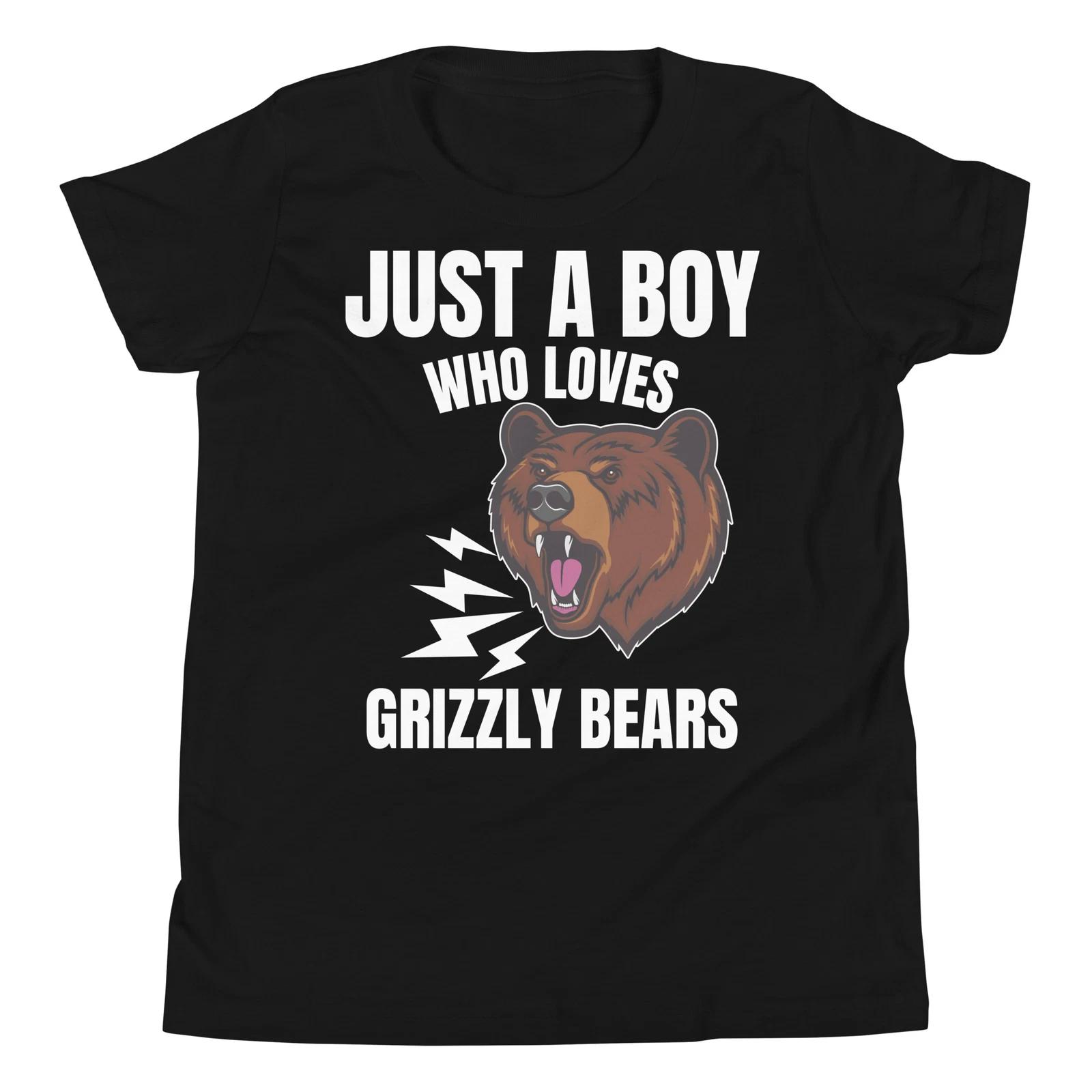 Just A Boy Who Loves Grizzly Bears Forest Bear Animal Lover Youth T-Shirt 150