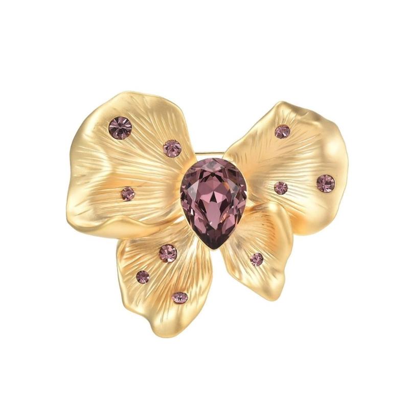 Elegant Butterfly Shaped Brooch Antique Alloy Base Crystals Embellished Unisex Gifts for Festivals Evening Gowns