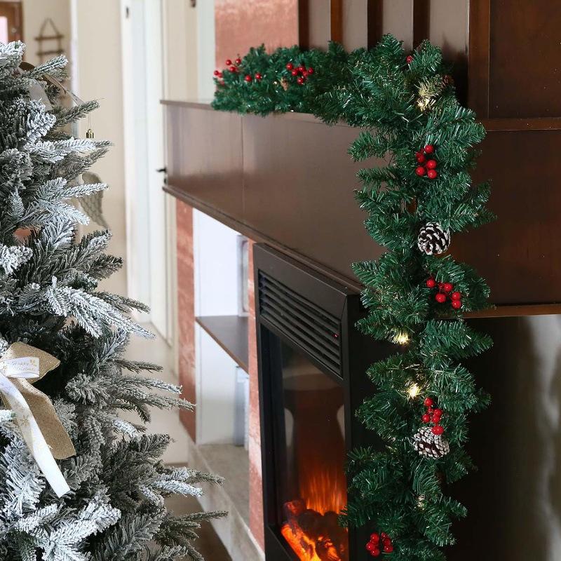 2.7m Dense Red Berry Christmas Vine Door Decoration