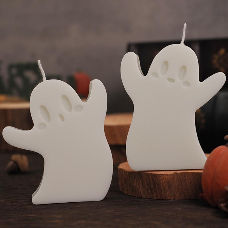 DIY Halloween Decorations 6Pcs/Set Cute Ghost Candle Mold Silicone Scented Stone Molds Gypsum/concrete/epoxy Resin Ghost Mould