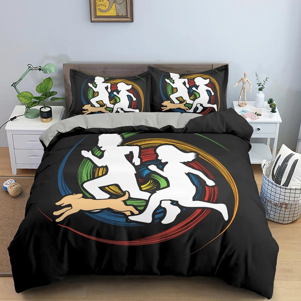 Sport Player King Queen Duvet Cover Skiing Action Bedding Set Teens Adults Extreme Sport Soft Black 2/3pcs Polyester Quilt Cover