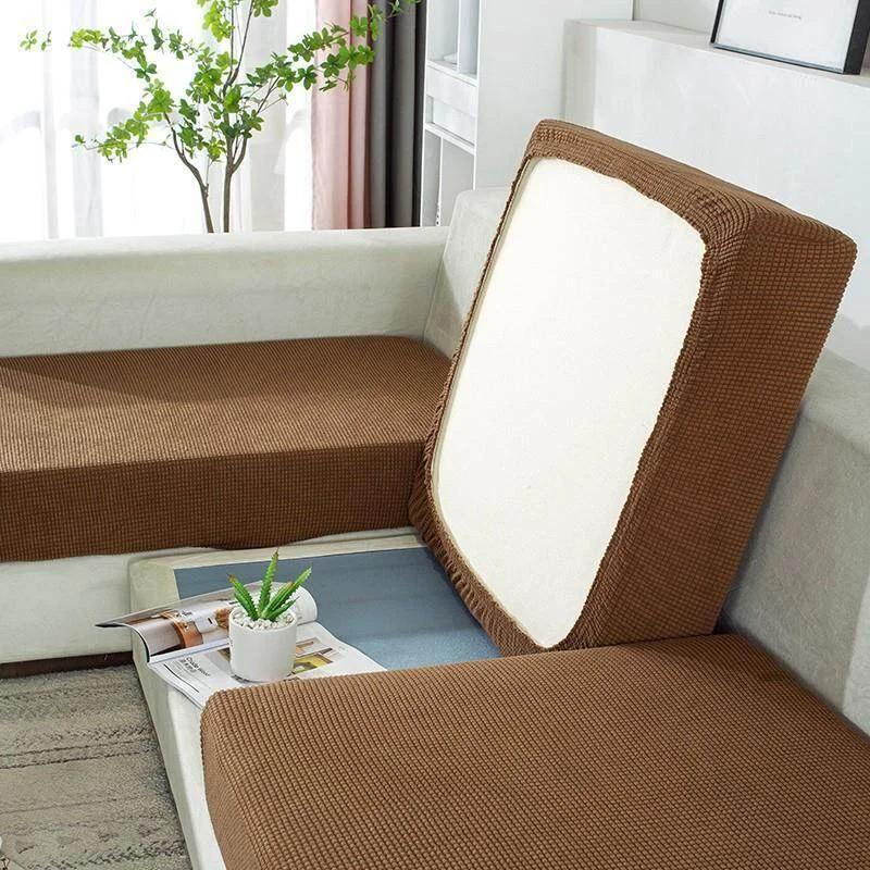 

1Pc Stretch Jacquard Solid Colour Living Room Sofa Cover, Non-slip Removable Washable Pet Friendly Sofa Protector 1 seater шоколадный