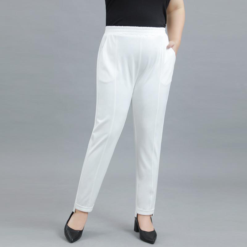 Plus Size Women's Fall New High Waisted Straight Tube Slim Casual Elastic Waist Pants