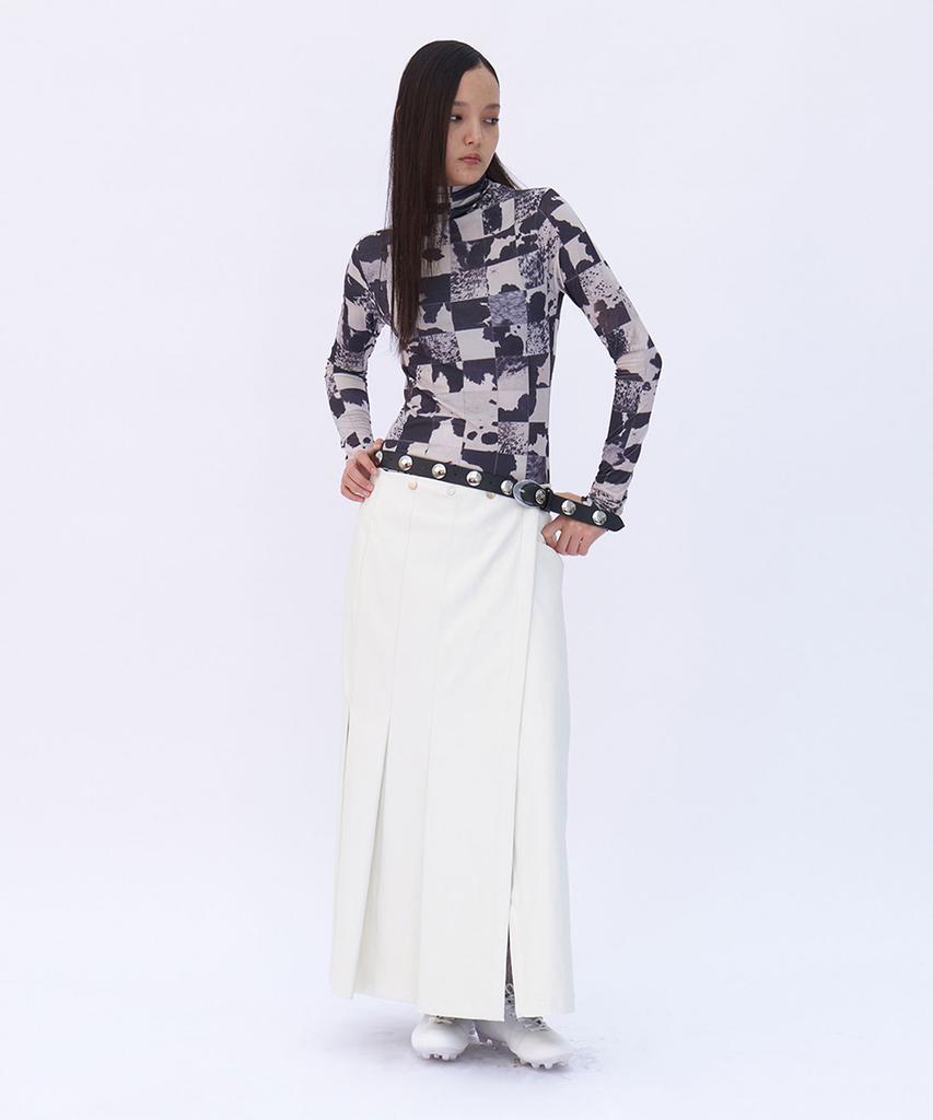 Yunse Asymmetrical Pleated Skirt (White)