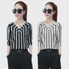 2023 Spring/Summer Striped Women's Loose Three-Quarter Sleeve T-Shirt