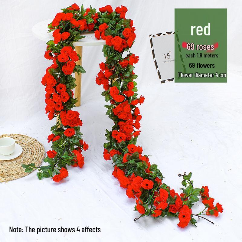 Artificial Rose Vine Garland for Air Conditioning Pipe Decoration
