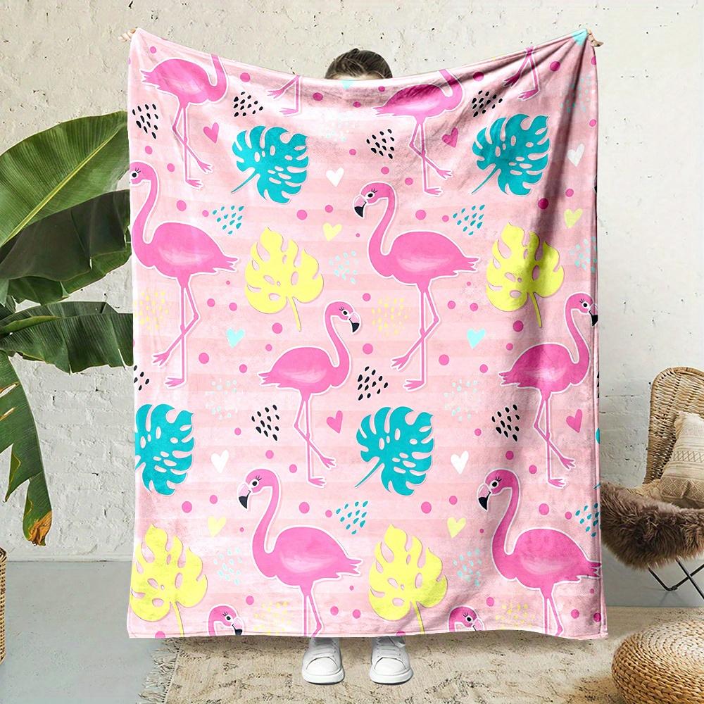 Tropical Flamingo Print Blanket  Reversible Flannel for AllSeason Lounging Island Getaway Vibes  Giftable Paradise 75x100cm
