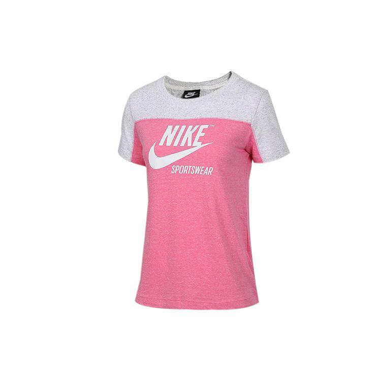 Nike Colorblock Crew Neck Breathable Straight T-Shirt Women Tops Pink AR3795-054