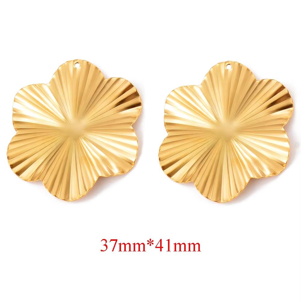 10PCS/lot Stainless Steel Gold Earring Findings Embossing Flower Link Connectors DIY Dangle Ear Wire Components Gold Earrings