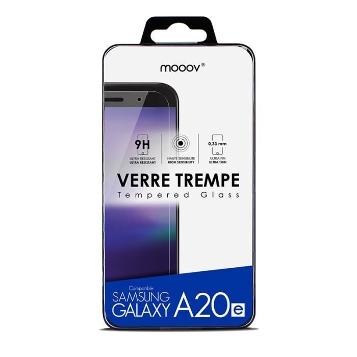 Verre trempé - MOOOV - SAMSUNG A20e - 0,33 mm - Anti-traces - Résistant aux rayures