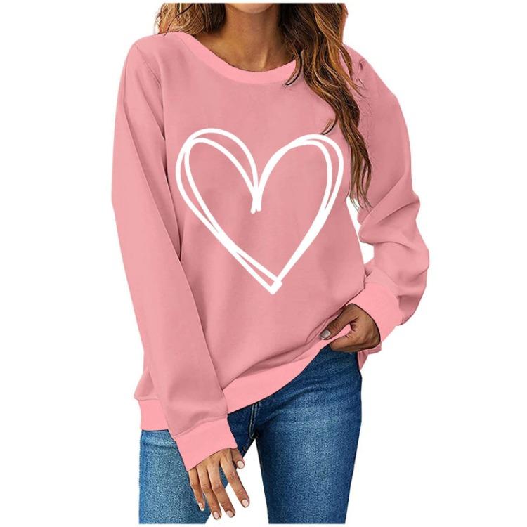 Women Casual Loose Love Round Neck Sweater