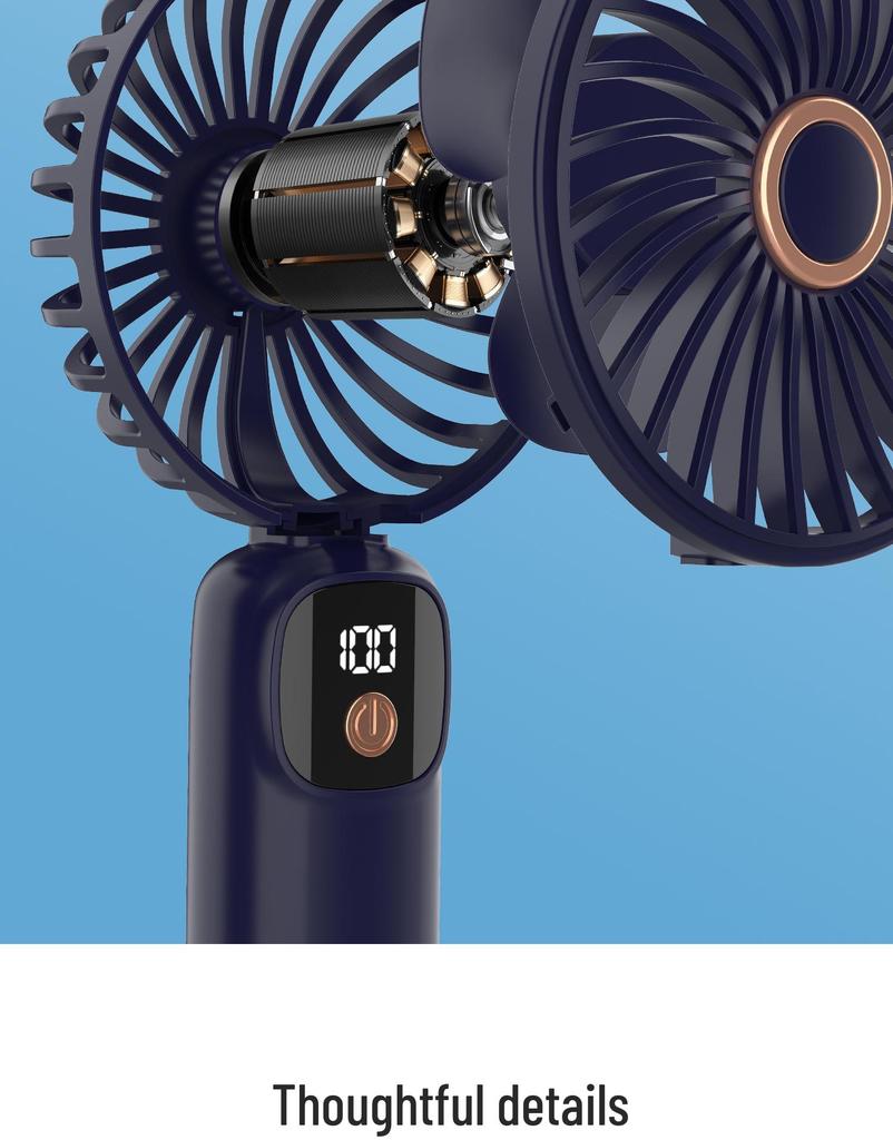 USB Mini Handheld Fan with LED Display - Portable Gift for Students and Dorm Rooms