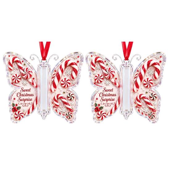 Geschenke für Familie Freunde Schmetterling Bargeldgeschenk Schmuckstück, Weihnachts-Geldhalter Hängende Dekoration mit festlichem Urlaubs-Haus-Druck, Acryl-Baum-Anhänger