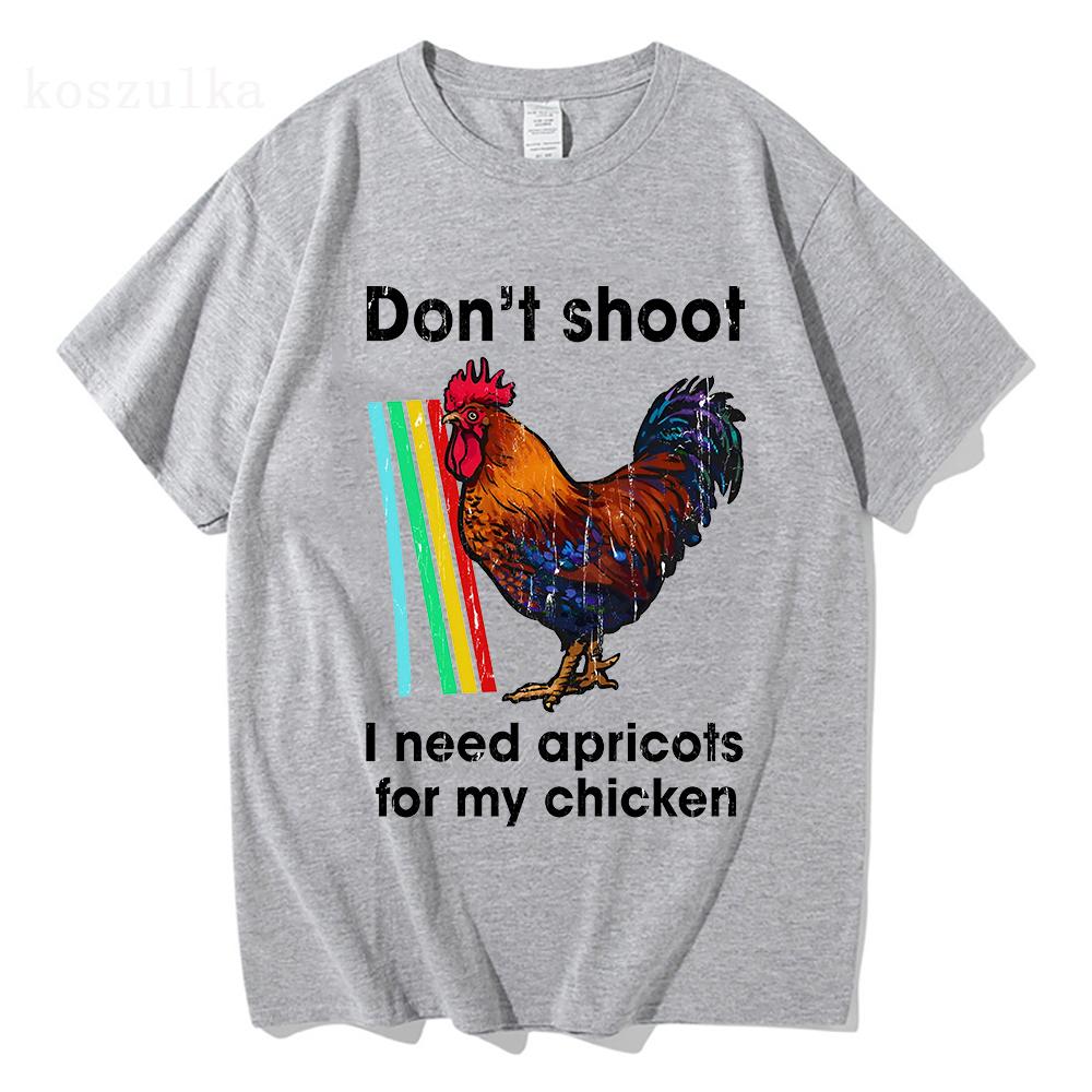 Nicht schießen, ich brauche Aprikosen für mein Hühnchen Arc Raiders Scrappy T-Shirt Hahn Grafik T-Shirts Baumwolle Kurzarm Locker T-Shirts