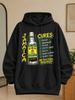 Unisex Hoodie Jamaica Cures No Doctors Required White Overproof Rum Bottle with Green Checkmarks and Distressed Yellow Text Black