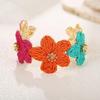 Colorful Woven Flower Bangle Vintage Hand Ring Handmade Raffia Grass Bracelet  Daily