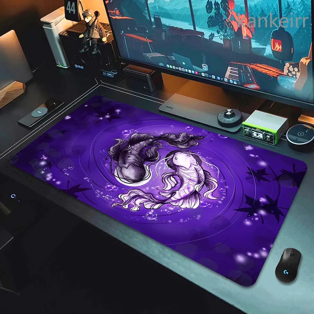 Gaming Mouse Pads Koi Taichi Neutral Table Mats Computer Mousepad Company Big Deskmat 90x40 Large Gamer Mousepads Fish Mouse Mat