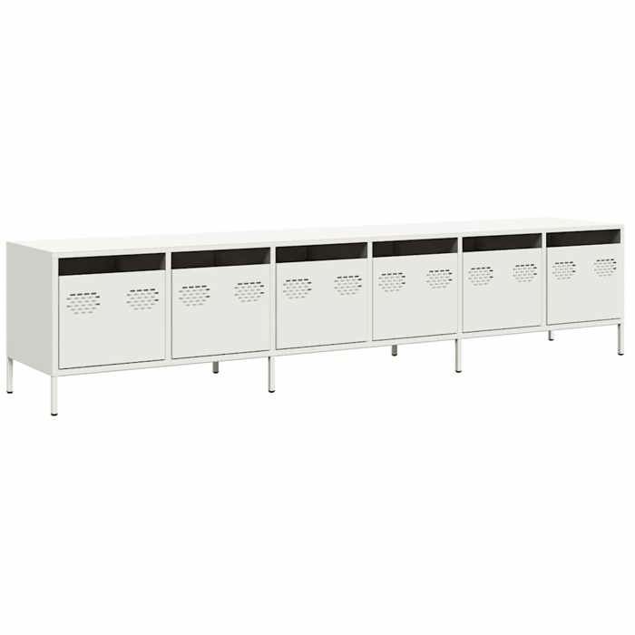 VidaXL Meuble TV blanc 202x39x43,5 cm acier laminé à froid, banc TV, meuble métallique, meuble multimédia, buffet TV, meuble 3307154