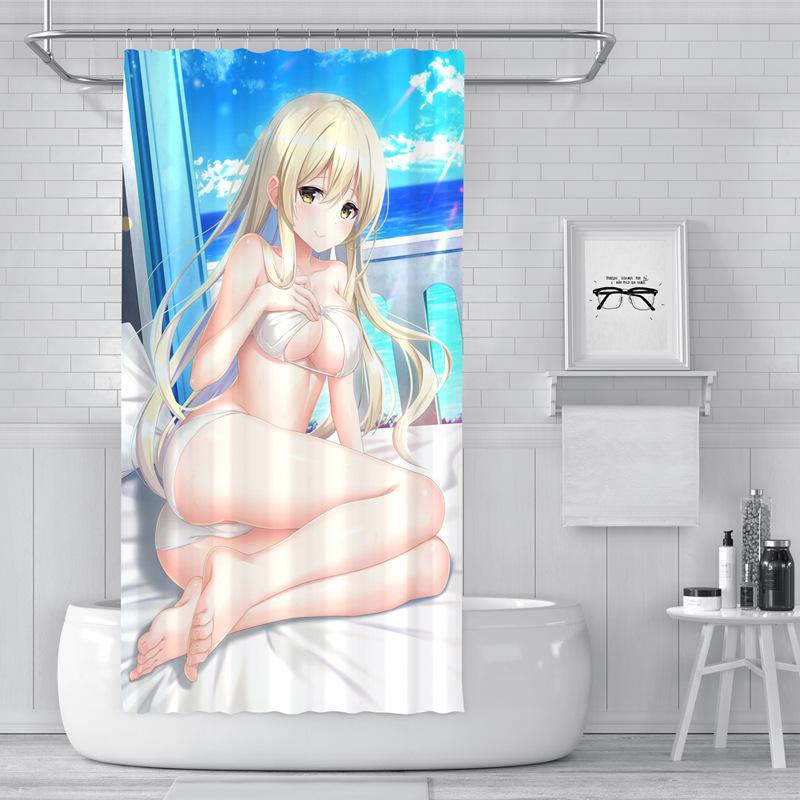 Bad Fortykket Vanntett Gardin Muggsikker dusjforheng Dusj Skillevegger Gardin Dusjgardin Baderomsgardin Fri perforering