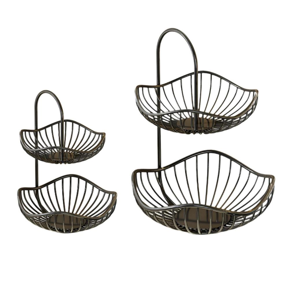 Organizador de Cesta de Legumes em Camadas para Bancada Design de Ferro Preto