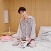 Han Yatong Silk Couple Pajamas Set: Autumn Long Sleeve Cardigan Homewear