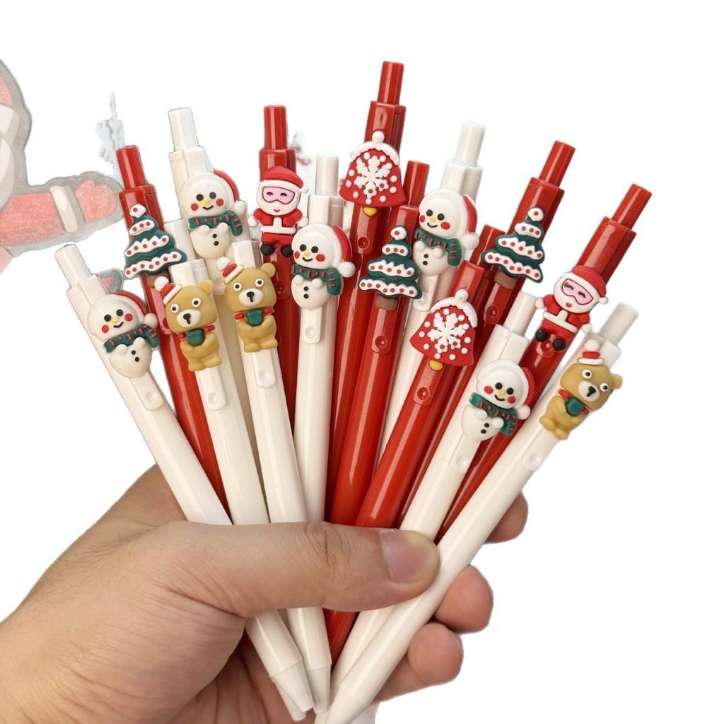 10Pcs Christmas Tree-Themed Retractable Ballpoint Pens - Multicolor Soft Grip Pens with Random Christmas Tree Designs, Fine Point, Ideal for Students