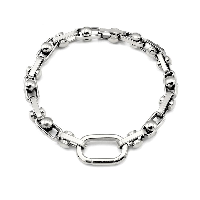 

High Quality Stainless Steel 18K Gold Plated Non Tarnish Thick Nut Link Chain Necklace Bracelet Set Women Men
